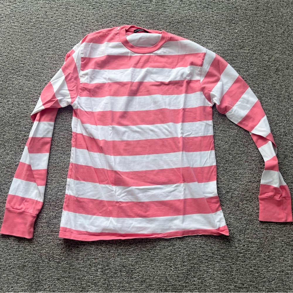 Pink striped brandy melville 2018 long sleeve loose comfortable oversized